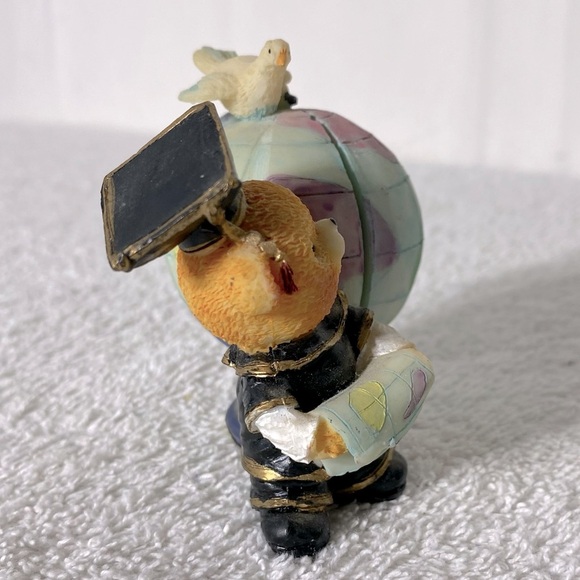 Vintage Graduation Teddy Bear & Globe Figurine Collectible - Picture 8 of 10